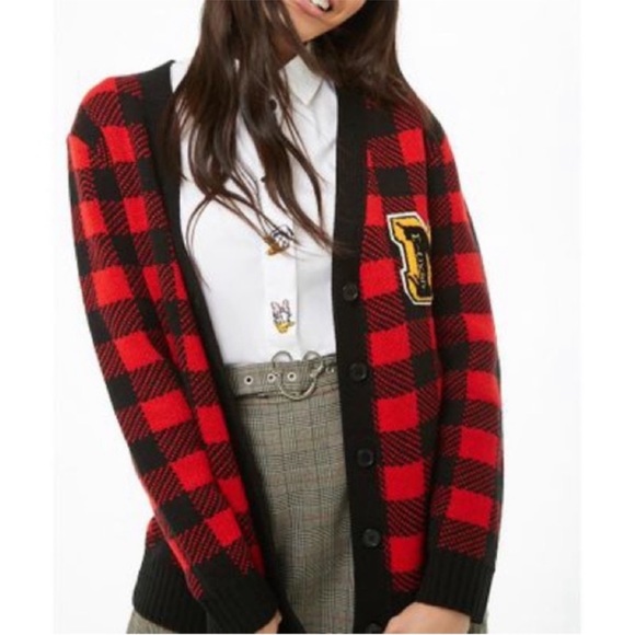 Forever 21 Mickey Mouse Disney Plaid Cardigan 90th Anniversary - Picture 2 of 9